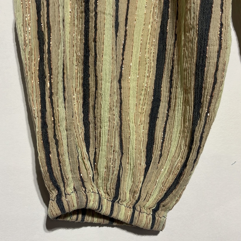 Free People Striped Metallic Baggy Parachute Jogger Pants Size Small - Picture 3 of 6